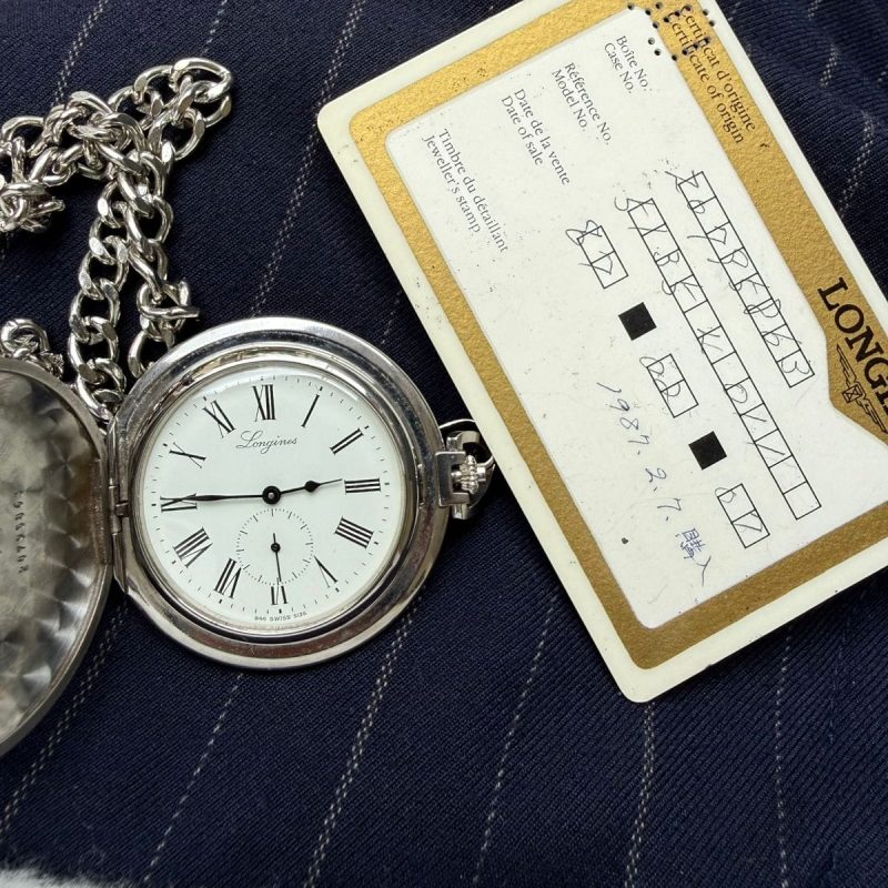 Jam kantong pocket Longines white roman vintage