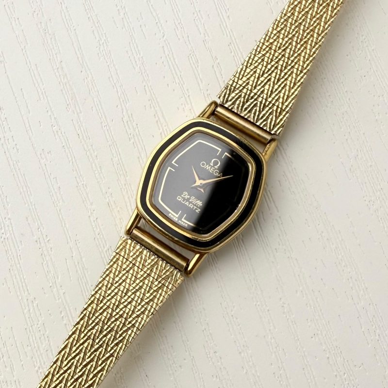 Omega De Ville Ladies hexa Black Goldplated Vintage✨