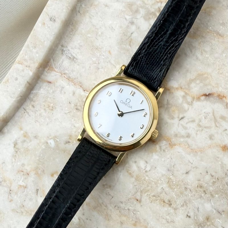 Omega De Ville Ladies White Numeral Gold Vintage✨